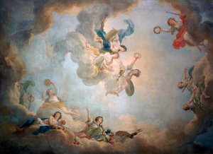 Marie Antoinettes -leikkihuoneen katto, Chateau de Fontainebleau, c1763-1811.
