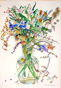 Alstroemeria, Statice, Rehellisyys Calendula, Kuivat lehdet, Marjat