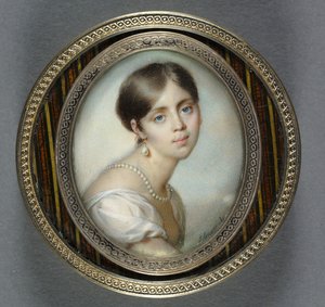 Nuoren valkopukuisen naisen muotokuva, 1805.