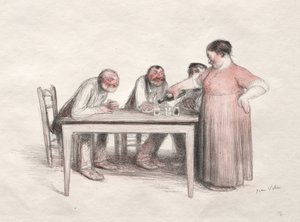 Viinilasi (värilitografia) tekijältä Jean Veber