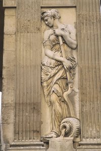 Ranska, Pariisi, Les Halles, Fontaine des Innocents, kivenveisto, naisen patsas.