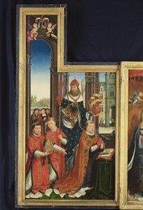 Pyhän Kolminaisuuden kirkastamisen polyyptyykki, apotteja kuvaava paneeli, 1509-1515 tekijältä Jean the Elder Bellegambe