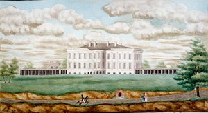 Valkoinen talo Washingtonissa Jefferson Vailin (1743-1826) maalaus 1821 Blerancourt, Musee Franco American tekijältä Jefferson Vail