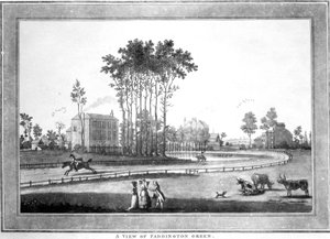 Näkymä Paddington Greenistä, 1782-3 (akvatinta) tekijältä Jefferyes Hammett O