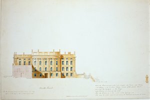 Suunnittelu North Elevationille, Chatsworth House (akvarelli paperille)