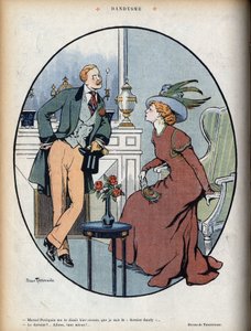 Dandysme: - Marcel Petitpain kertoi minulle eilen, että olen viimeinen dandy"... - Viimeinen?... Tule, hyvä!" Kuvitus Jehan Testevuide (Jean Saurel