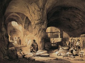 Arabimylly "Molinos de la Mina", värillinen litografia