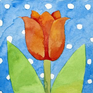 Tulppaanin sininen valkoinen täplä tausta, 2013 (akvarelli) tekijältä Jennifer Abbott
