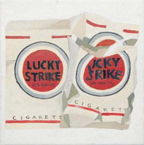 Valkoiset Lucky Strike -savukeaskit (akryyli) tekijältä Jennifer Abbott
