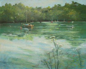 Salcombe Batson Creek (öljy kankaalle) tekijältä Jennifer Wright