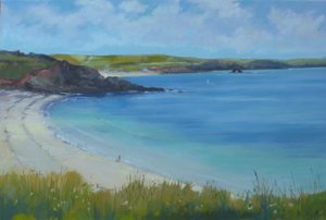 Thurlestone Beach ,rauhallinen kesäpäivä , 2016 , öljy.
