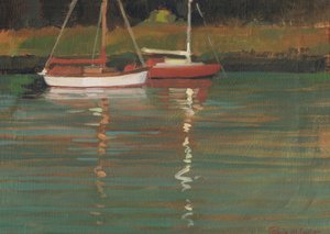 Yacht Reflections (öljy kankaalle) tekijältä Jennifer Wright