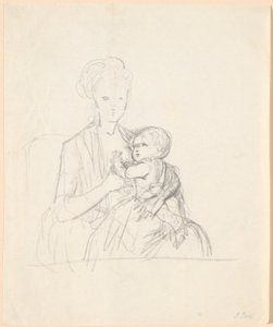 Luonnos kreivitär Sophie Magdalene Rabenin muotokuvaan, syntyperäinen von Qualen vanhimman poikansa kanssa, syntynyt 1784 tekijältä Jens Juel