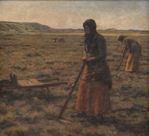 Naiset pilkkoo kanervaa tekijältä Jens Vige