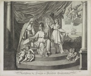 Allegoria liitosta Ranskan kanssa, 1795 Ranskan ja Batavian kansainyhteisön yhteys (otsikko esineessä) tekijältä Jeremias Snoek
