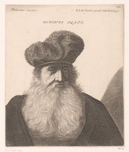 Platonin muotokuva Divinus Platon. (otsikko esineessä) Filosofien ja kuninkaiden rintakuvat (sarjan nimi) tekijältä Jerôme David (attributed to)