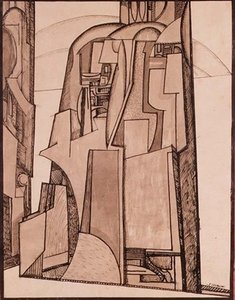 Maisema, n. 1914 (kynä ja muste) tekijältä Jessica Desmott
