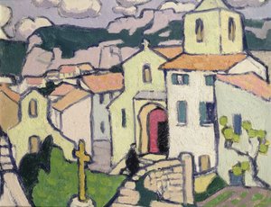 Les Baux, pappi astuu kirkkoonsa, n. 1911