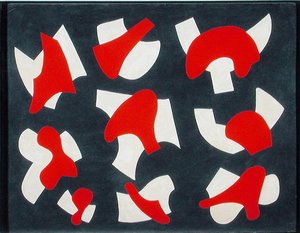 Erotetut lomakkeet - punainen, n. 1937 (öljy kortille)