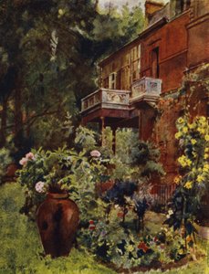 Leighton House, Studion parveke, puutarhasta (väri litho) tekijältä Jessie MacGregor