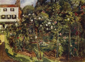 The Grove, Highgate, Näkymä puutarhaan ja taloon (väri litho)