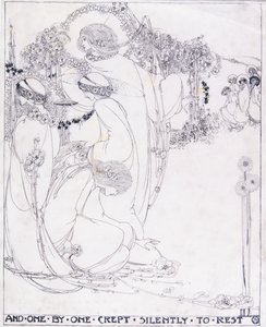 Ja yksi kerrallaan hiipi hiljaa lepäämään, n. 1902-3 (kynä ja musta muste velumilla)