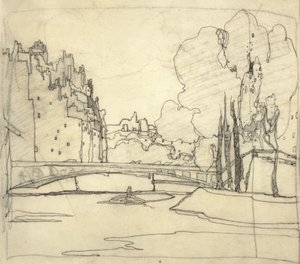 Kuvitus teokseen "The Book of Bridges", n. 1911 (muste paperille)