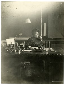 Neiti Chas Netcher Chicagosta, yhden suurimmista kaupoista The Boston Storen omistaja. Hän on nyt taas naimisissa, etsi hänen nimensä muutos Mollie Alpiner Netcher Newbury, n. 1905-1918 (gelatiinihopea kuva) tekijältä Jessie Tarbox Beals