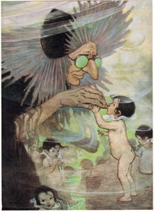Rouva Bedoneasyoudid, kuvitus pastori Charles Kingsleyn teoksesta "The Water Babies" (värinen lito) tekijältä Jessie Willcox Smith
