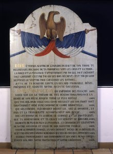 Kirjoitus puuhun: Juutalainen rukous ranskaksi keisari Napoleon III:n puolesta. 1800-luvun Alsace tekijältä Jewish School