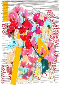 Floral Doodle 3, 2013 (kynä, muste, kollaasi ja paperi).