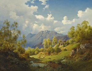 Maisema, aihe Nummen laaksosta Norjassa, 1850