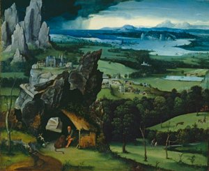 Maisema Pyhän Hieronymuksen kanssa, 1516-7