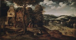 Maisema lento Egyptiin, noin 1524 tekijältä Joachim Patinir