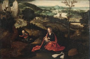 Lepo Egyptin pakomatkalla (öljy paneelille) tekijältä Joachim Patinir