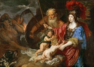 Barokki: Minerva ja Saturnus suojelevat taidetta ja tiedettä kateudelta ja valheelta - Minerva ja Saturnus suojelevat taidetta ja tiedettä kateudelta ja valheelta, Sandrart, Joachim, von (1606-1688)