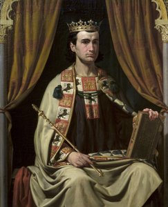 Le roi de Castille Alphonse X le sage (Alfonso X el Sabio) (1221-1284) - Kastilian kuninkaan Alfonso X:n (1221-1284) muotokuva - Dominguez Becquerin, Joaquinin (1817-1879) maalaus - - Ayuntamiento de Sevilla tekijältä Joachin Dominguez Becquer
