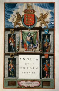 East Anglia quae Europae (Englanti), kirja XI, nimisivu V osa, Atlas maior, kirjoittanut Joan Blaeu (1596-1673), kuparikaiverrus, 57,5x39 cm, Amsterdam tekijältä Joan Blaeu