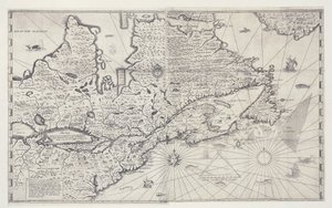 Kanadan kartta, kaiverrus Samuel de Champlainin tutkimuksesta