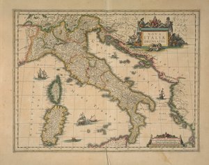 Italian kartta, kirjoittanut Joan Blaeu tekijältä Joan Blaeu
