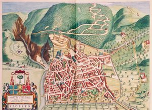 Spoleton kartta Theatrum civitatum et admirandorum Italiaesta, Joan Blaeu, kaiverrus