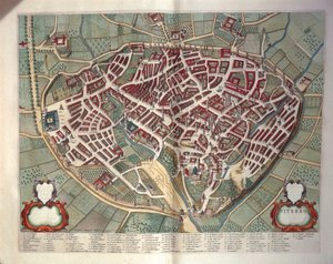 Viterbon kartta Theatrum civitatum et admirandorum Italiaesta, Joan Blaeu, kaiverrus tekijältä Joan Blaeu
