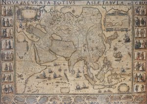 Nova  Acurata Totius Asiae Tabula, auct G. Blaeu, noin 1673 (värillinen kaiverrus). tekijältä Joan Blaeu