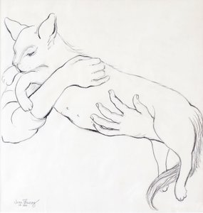 Pehmokissa, 2000, (lyijykynä) tekijältä Joan Thewsey