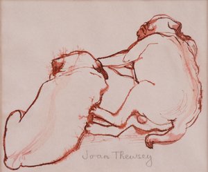 Kaksi mopsipentua, veljekset,2005,(tussi märälle paperille) tekijältä Joan Thewsey