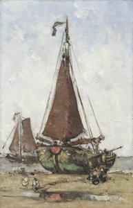 Bluff-bowed kalastusvene rannalla tekijältä Joannes Barnardus Antonius Maria Westerwoudt