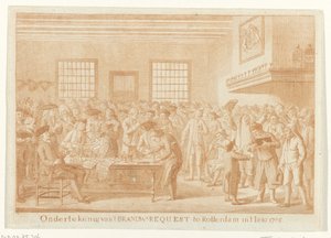 Brandewijn-pyynnön allekirjoittaminen Rotterdamissa, 1785 Brandin allekirjoittaminen.W. Pyyntö Rotterdamissa 