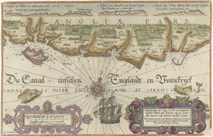 Kartta Englannin rannikosta Isle of Wightin ja Doverin välillä Kuvaushe der zee Custen van Englandt tuschen Wicht ende Doueren (...) (otsikko esineessä)