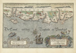 Kartta Etelä-Englannin rannikosta Isle of Wightin ja Doverin välillä Kuvaushe der Zee Custen van Englandt välillä Wicht ende Doueren (otsikko esineessä)