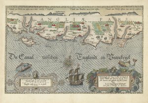 Kartta Etelä-Englannin rannikosta Isle of Wightin ja Doverin välillä